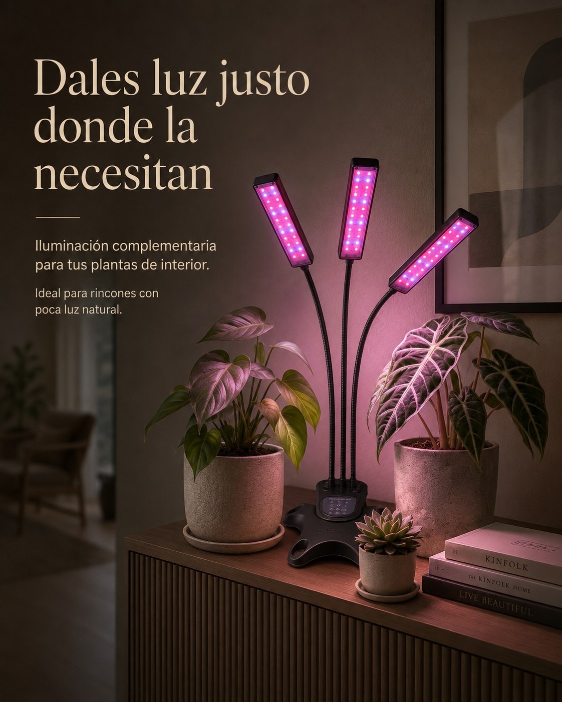 Dales luz justo donde la necesitan: iluminación complementaria para plantas de interior